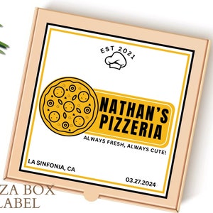 Pizza Box Label, Printable Pizza Theme Template, Pizza Party Favor, Personalized Printable Label, Party Decor, Slice Slice Baby Party Favor