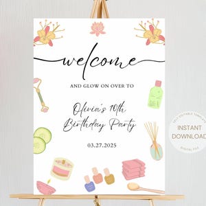 Spa welcome sign, Spa Birthday Party Welcome Sign, Spa Party Decor, Slumber Party, Nail Salon Decor, Themed Birthday Decor, Spa poster DIY