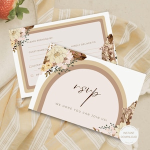 Moderne Filipijnse bruiloft RSVP-sjabloon Filipijnse bruiloft traditionele Filipijnse Filipiniana thema bewerkbaar, Filipijnse partij Boho RSVP-kaart DIY