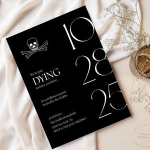 Dark Elegant Halloween Invitation, Black Party Invite, All Black Invitation, Canva Invite, Costume Party Editable Invitation Aesthetic