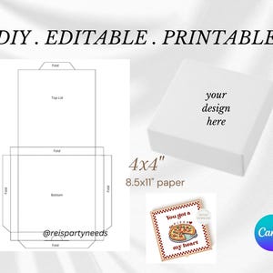 Printable Mini Pizza Box Template, DIY Pizza Party Box, Pizza Slice Box Template, Custom Pizza Packaging, Pizza Box Label Design your Own