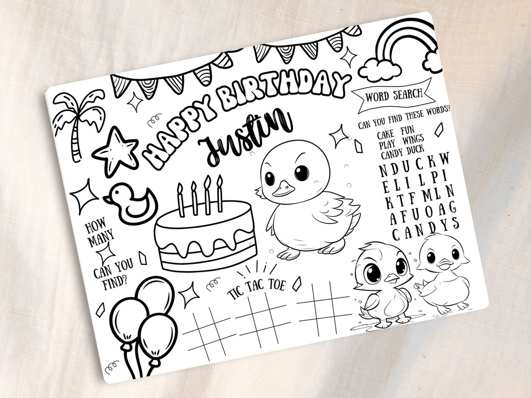 Duck Birthday Party Activity Sheet | Little Duckling Party Favor | Duck ...