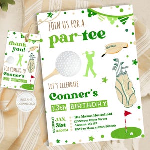 Golf Birthday Invitation Template, Golf Invitation, Glow Party, Boy Golf Party Invite, Sports Birthday Party, Let&#39;s Par Tee, Canva Partee