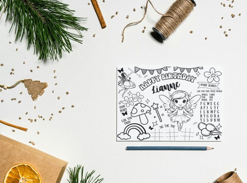 Editable Fairy Placemat for Coloring | Instant Digital Download | Print ...