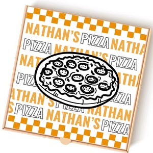 Modern Custom Pizza Box Label - Pizza Theme Italian Birthday Favors  Pizza Birthday - Yellow Typography Pizza Box Label Chef Party Decors