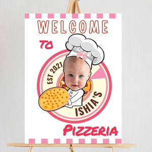 Pizza Party Welcome Sign Pizza Birthday Party Italian Birthday Party Chef Birthday Party Personalized Printable Design or stickers Pink