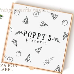 Minimalistische wit zwart pizzadoos aangepaste afdrukbare pizza feestdecoratie pizza chef verjaardag Italiaans feest decor chef-kok feest gepersonaliseerd