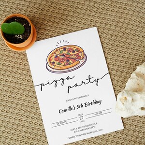 PIZZA PARTY INVITE Template, Dinner Party Invitation, Birthday Party ...