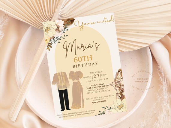 Modern Filipiniana Birthday Invitation Template Filipino