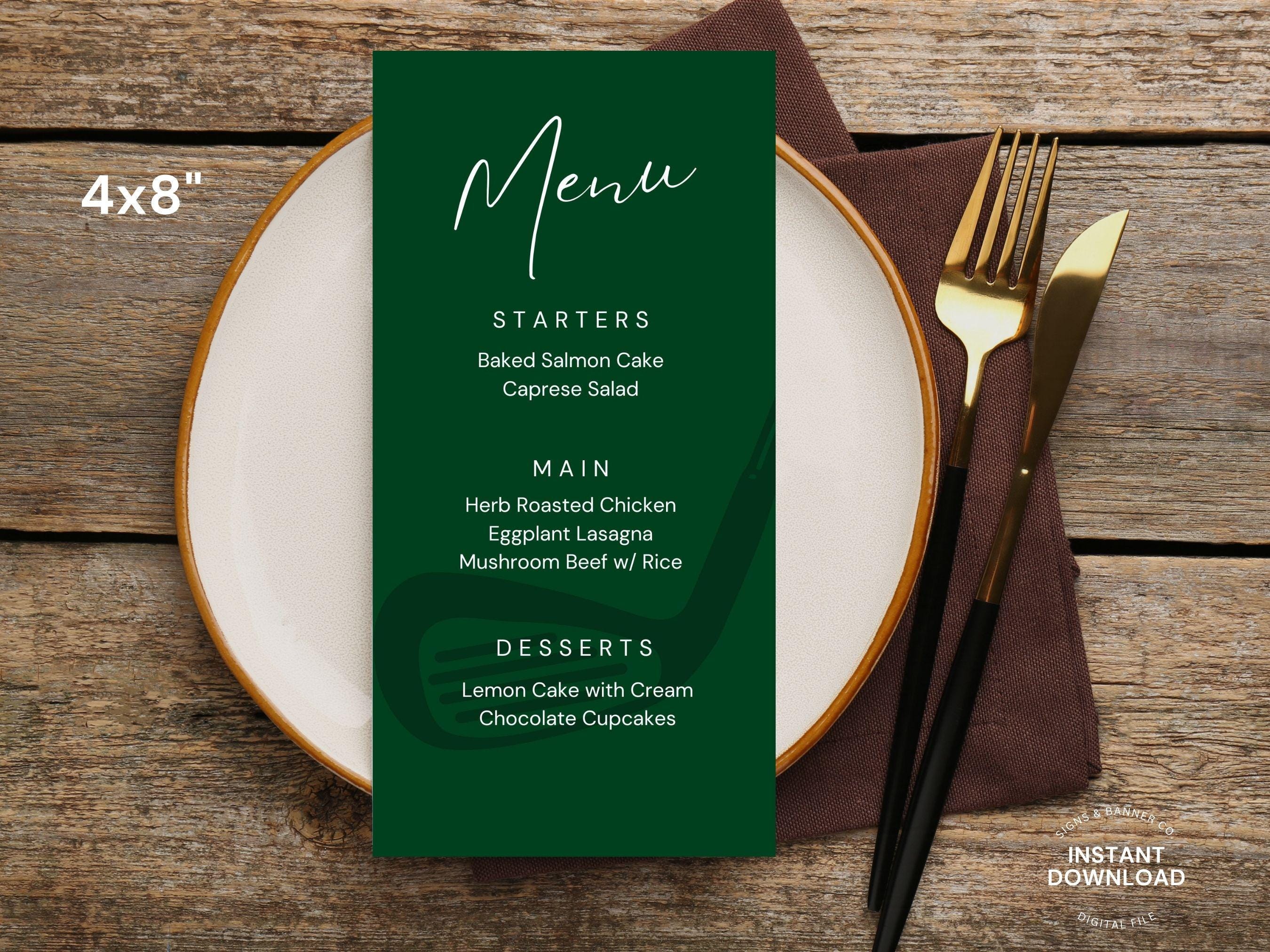 Club Menu Template Design Golf Club Menu Template Country Club Menu and Place Cards Old Money ...