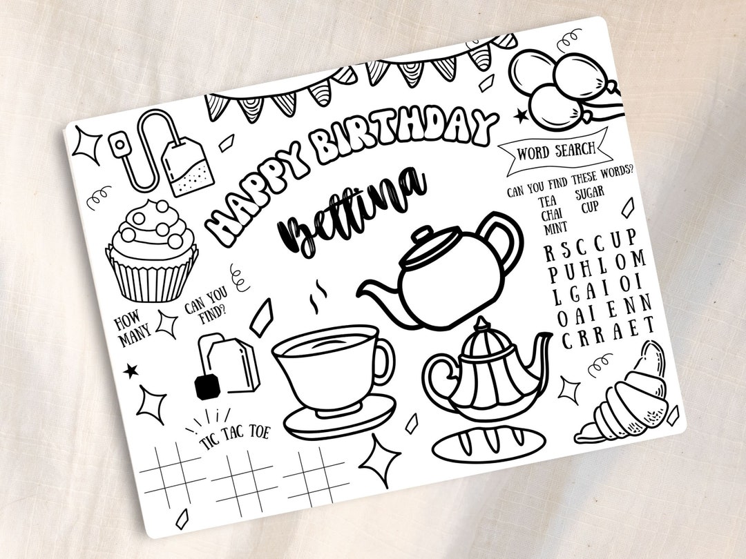 Kids Tea Party Activity & Coloring Sheet Tea Party Printable Party ...