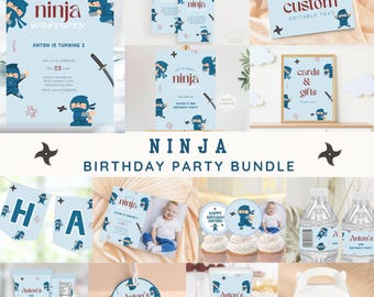Ninja Birthday Party Package, Ninja Birthday Decor, Ninja Party, Ninja Party Printables, Ninjas, Martial Arts Party, Boys, Karate, DIGITAL