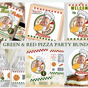 Green Red Pizza Birthday Bundle Pizza Birthday Party First Birthday Pack Italian Birthday Party Package Kids Pizza Bday PRINTABLE