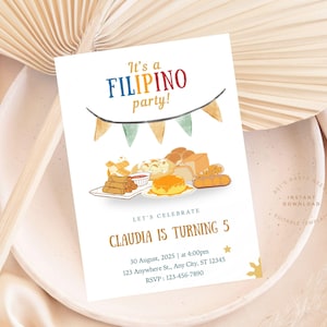 Editable Filipino Theme Birthday Invitation, Filipino Party, Filipino Birthday, Philippines Invitation Minimalist, PIlipinas, Kaarawan