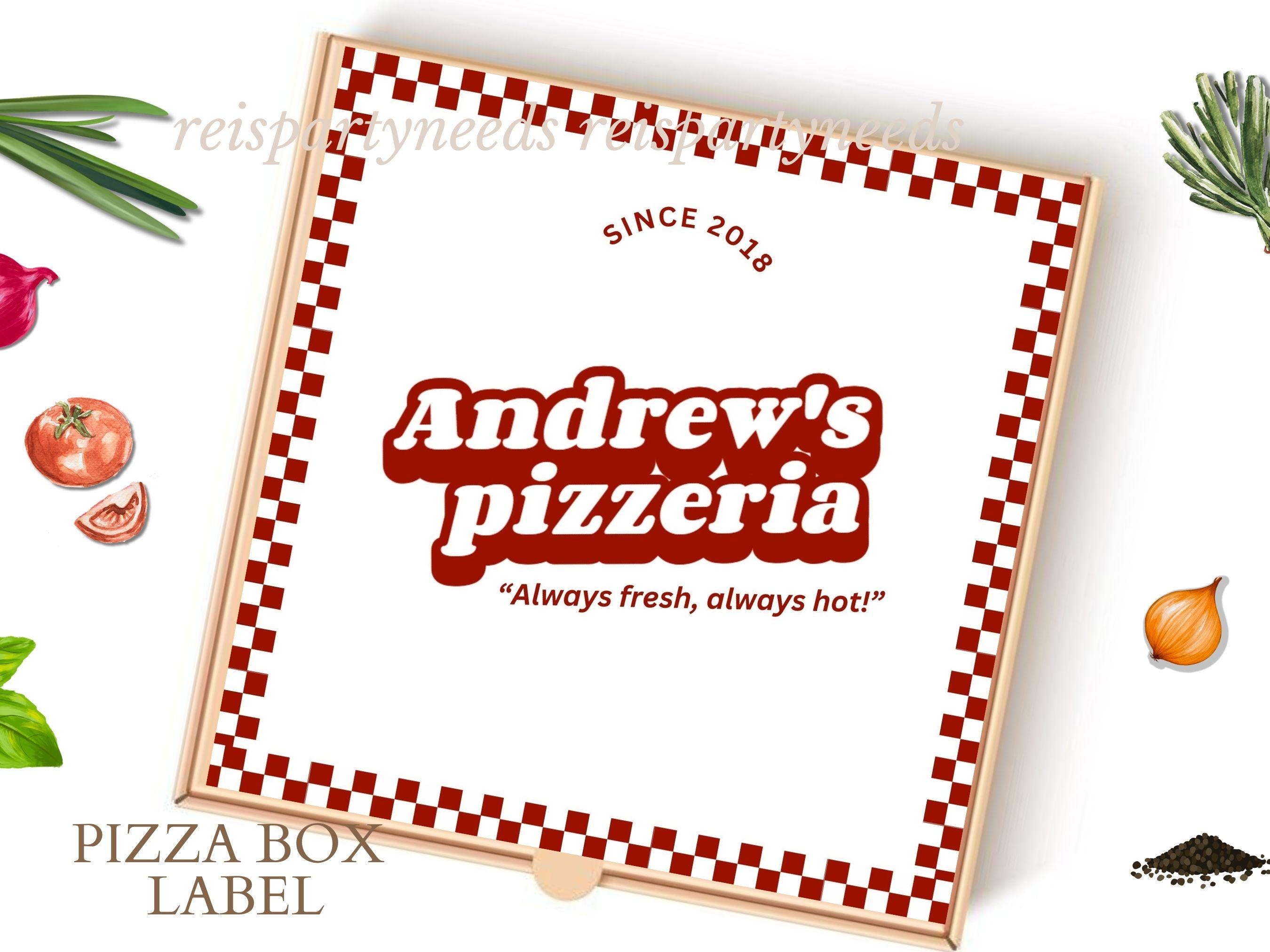 Retro Checkered Pizza Box Custom PRINTABLE White Red Pizza Party Decoration Chef Birthday Italian Dinner Party Decor Personalized Label