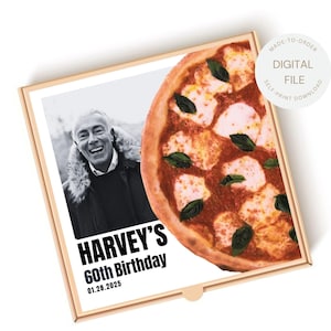 Classic Pizza Box Custom Printable with Photo Pizza Party Decoration Pizza Chef Birthday Italian Party Decor Chef Party Decor Personalized