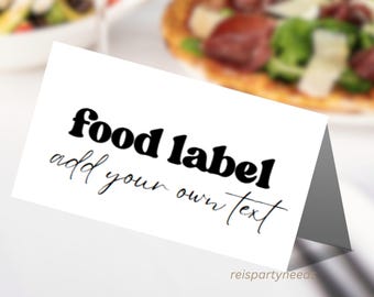 Minimalist Groovy Buffet Card Template, Food Label, Modern Wedding Buffet Printable, Food Card Tent Signs, Shower Food, Neutral Food Labels