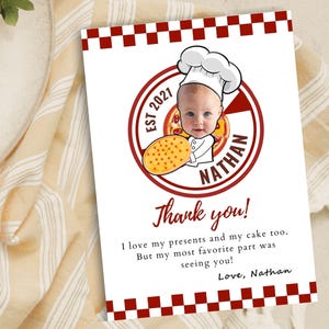 Pizza Benutzerdefinierte Danke-Karte zum Ausdrucken mit Foto Pizza Party Dekoration Pizza Chef Geburtstag Italienisch Party Koch Party Personalisierter Vorlage