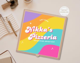 Pizza Box Custom Printable Retro Pizza Party Decoration Pizza Chef Birthday Italian Party Decor Groovy Chef Party Decor Personalized