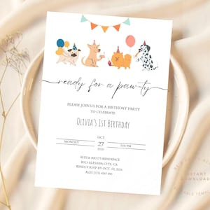 Quirky Dog Birthday Pawty Invitation| Minimalist Dog Birthday Invitation | Let’s Pawty Invite| Modern Dog Invitation | Puppy Pawty Invites