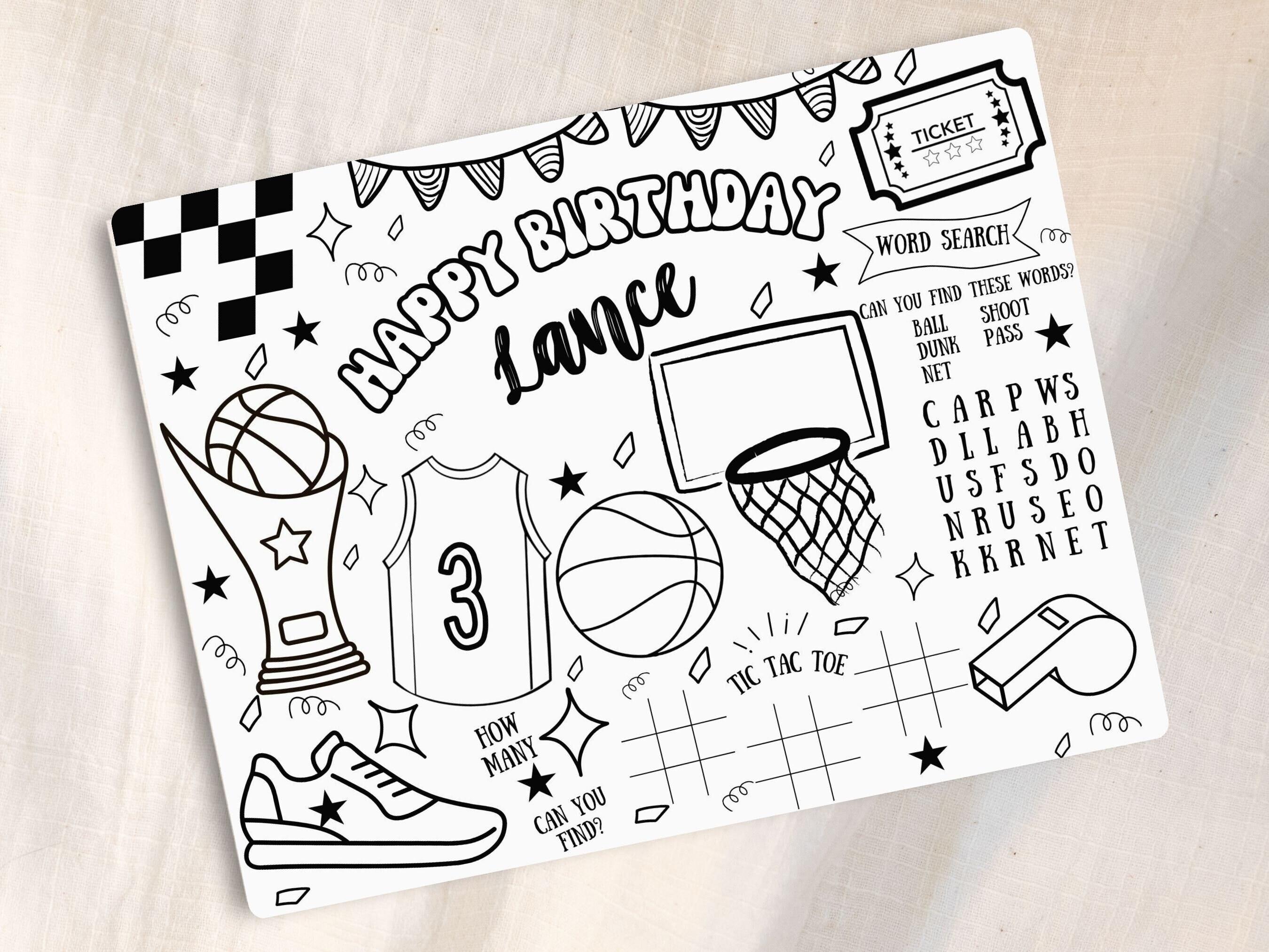 Basketball Birthday Coloring Page Sports Theme Birthday Party Boy ...