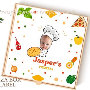 Custom Face Pizza Box Labels - Pizza Theme - Italian Birthday Favors - Pizza Party Birthday - Italian Theme Party - Pizza Box Sticker Prints