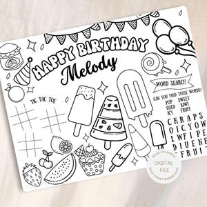 Personalized Summer Coloring Page, Summer Birthday Party Activity Sheet, Beach Coloring Activity, Summer Fun Ice Candy Party Printable Pages