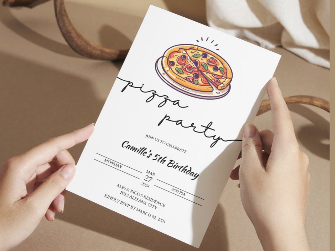 PIZZA PARTY INVITE Template, Dinner Party Invitation, Birthday Party ...