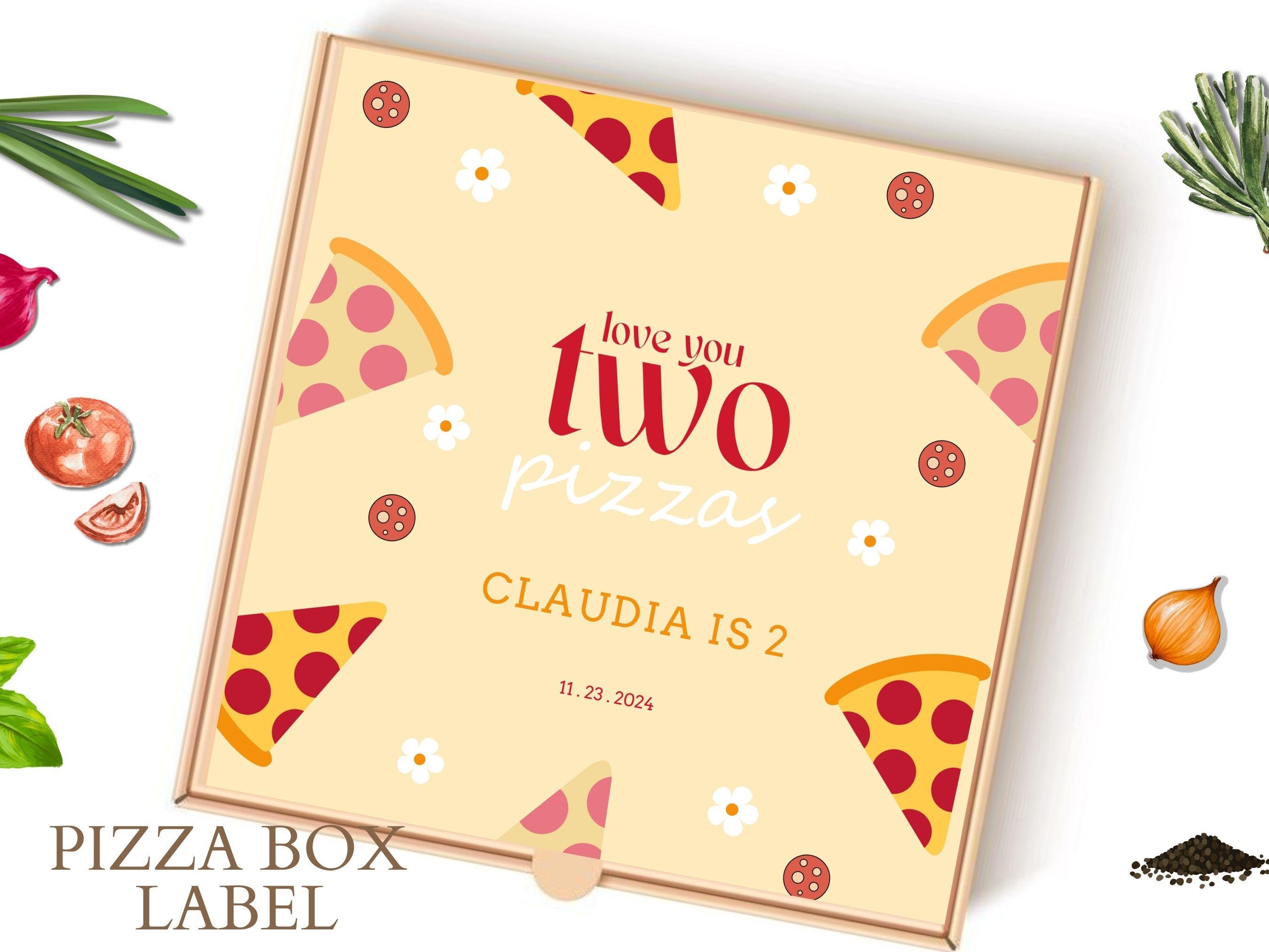 Editable Pizza Party Box Label, Kids 2nd Birthday Pizza, Valentines Pizza Party, Love You 2 Pizza Box Label, Instant Download Template