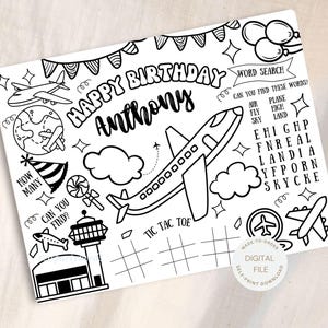 Airplane Coloring Favors | Airplane Printable Party Favors | Airplane Digital Coloring Sheets | Airplane Printable Coloring Page Activity