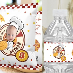 White Pizza Party Chip Bag Water Bottle Label Printable Pizza Birthday Party Italian Birthday Party Chef Birthday Personalized Party Decor