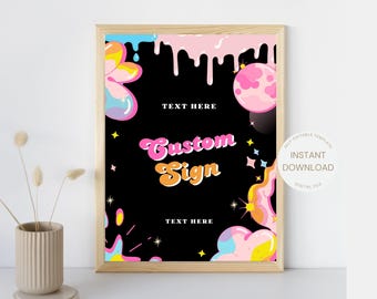 Editable Slime Party Sign, Slime Birthday Decorations, Slime Party Backdrop, Slime Party Custom Text Table Decorations Slime Glitter 8x10