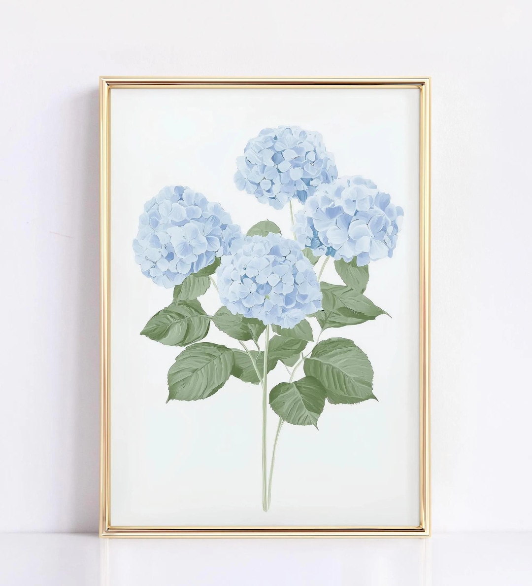 Blue Hydrangea Botanical Art Print | Soft Minimal Watercolor Floral ...