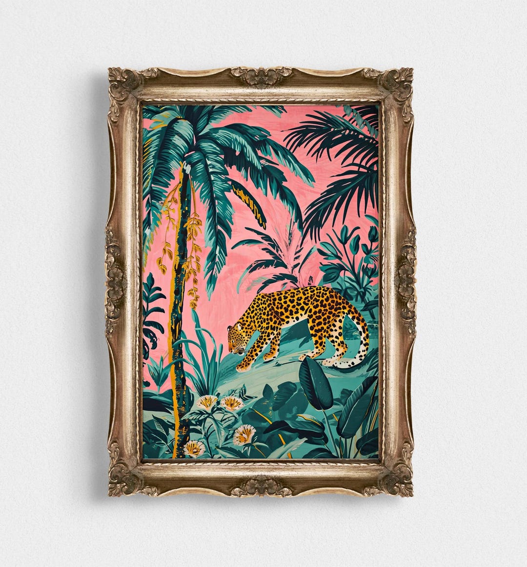 Cheetah Print Wall Art | Blush Pink Leopard Artwork | Boho Chic Jungle ...