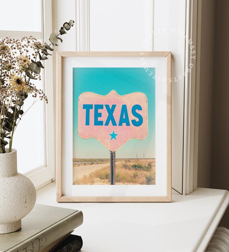 Texas Rustic Sign Vintage Texas Road Sign Photography Print | Retro Pastel Desert Highway ...