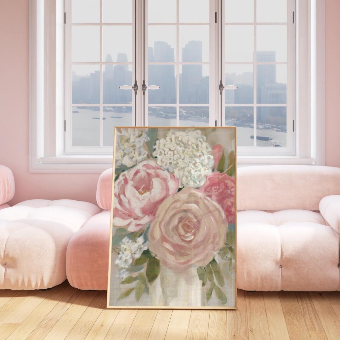 Soft Floral Bouquet Art Print | Pastel Rose Illustration | Vintage ...