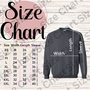 Gildan 18000 Size Chart Mockup, Gildan Crewneck Sweatshirt Size Chart Guide, Template, Digital Download Size Chart, Extended Plus Sizes