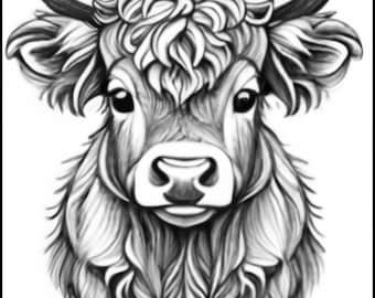 Cute Baby Highland Cow Svg Bundle, cute highland cow, highland cow png, farm animal svg, cute cow svg, Cut File FOR Cricut, baby Cow png