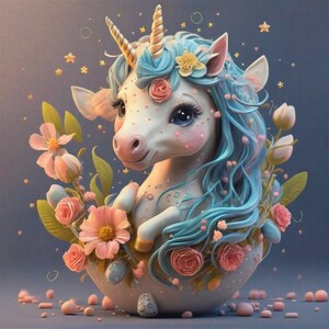 Baby Unicorn clipart, 33 Baby Unicorn Prints, with and without backgrounds, PNG format, instant download, commercial use