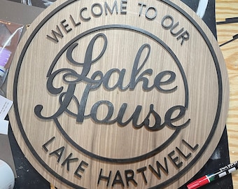 Lake House Door Sign SVG, Welcome to our Lake House Door Hanger SVG, Lake svg pdf, svg for Glowforge, Sawgrass