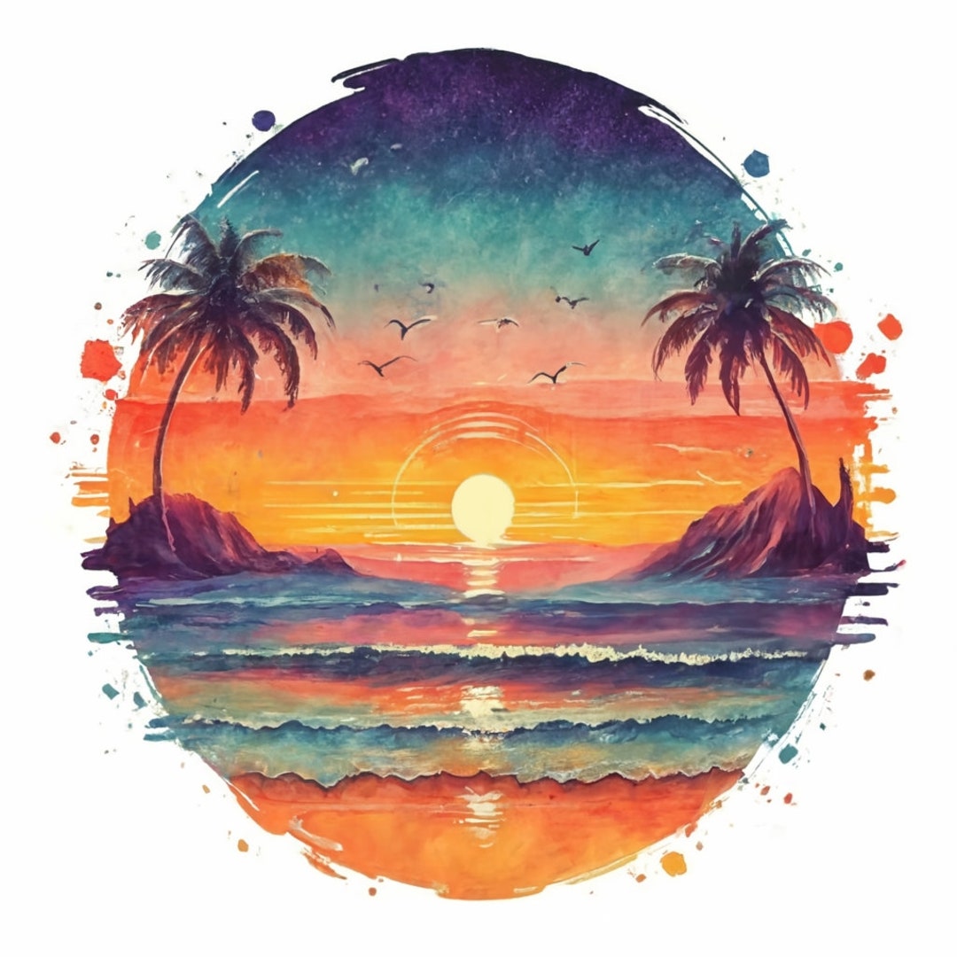Beach Sunset Bundle Png,sublimation Design,summer Palm Png,100 Designs ...