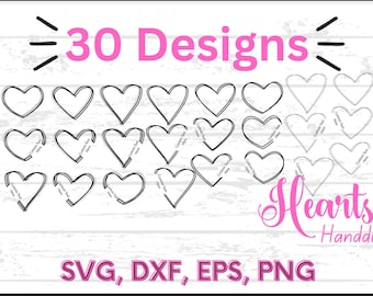 Corazón SVG, Doodle Corazón, Boceto, Dibujado a mano, Archivo de corte de Corazón de San Valentín, PNG, Archivo de corte, Cricut, Silueta, Uso comercial, Descarga instantánea