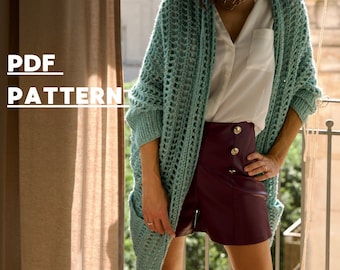 Crochet Cardigan Pattern, Crochet Sweater Pattern, Crochet Cardigan Pattern PDF, One Size Cardigan Pattern, Crochet Cardigan Pattern women
