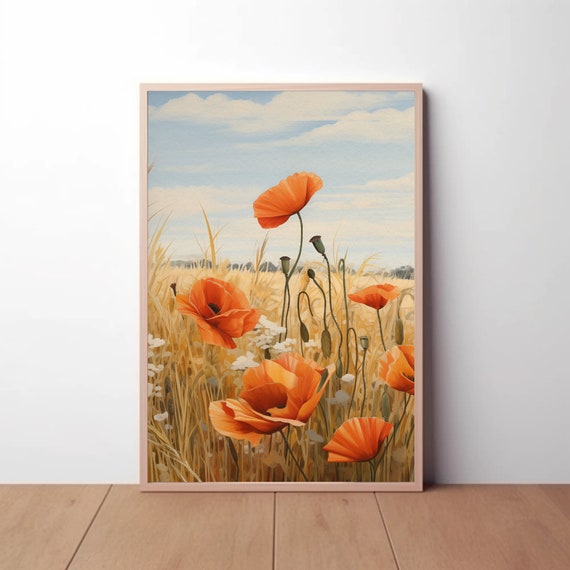 Golden Harvest Poppies: Digital Art