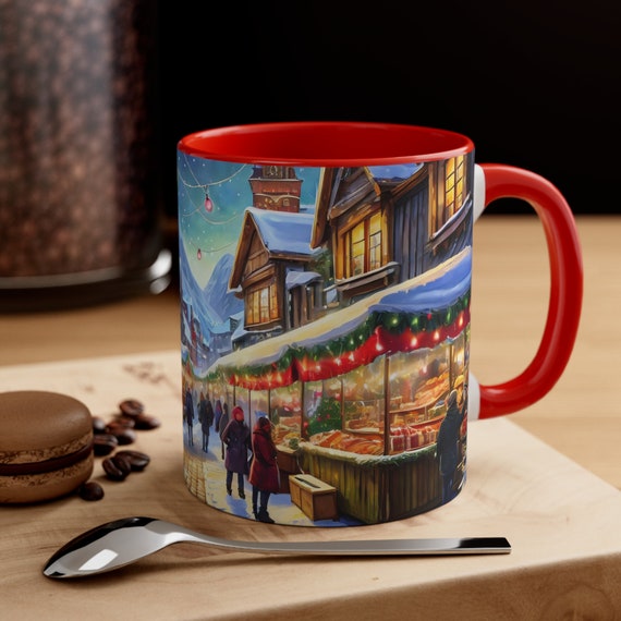 Christmas Holiday Market Coffee Mug 11oz, Seasonal Decor, Holiday Gifts