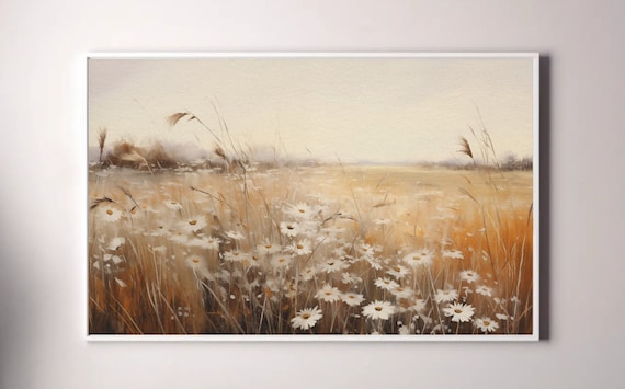 Landscape Digital Download Samsung Frame TV Art, Serene, Country Painting, Wildflowers, Meadow