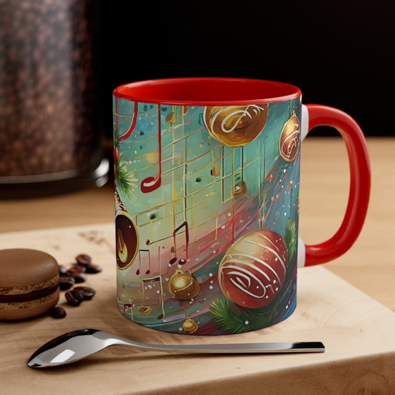 Christmas musical notes Coffee Mug 11oz, Seasonal Decor, Holiday Gifts