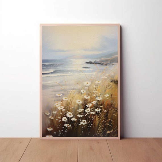 Golden Shoreline Serenity: Digital Painting