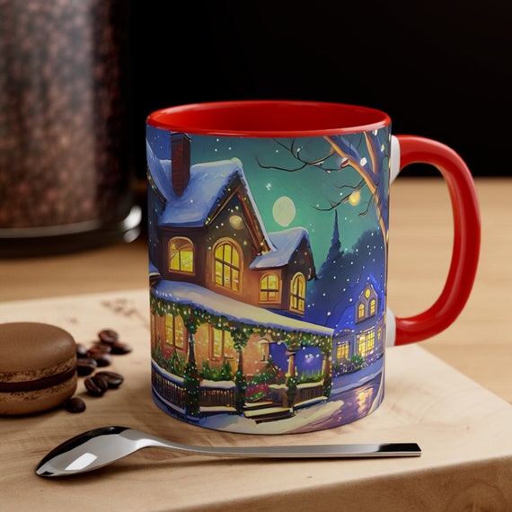 Christas Holiday House Coffee Mug 11oz, Seasonal Decor, Holiday Gifts