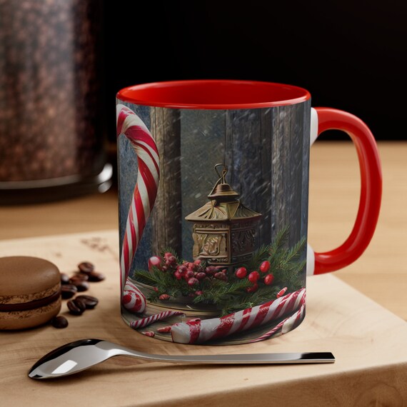 Candycane Christmas Coffee Mug 11oz, Seasonal Decor, Holiday Gifts